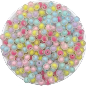 Hedef Bijuteri 25GR 8mm Mat Içi Boncuklu Karışık Renkli Yuvarlak Boncuk,takı Boncuğu (25GR,~80 Adet)