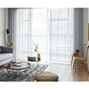 Ran Perde Tül Perde Düz Dökümlü Modern Tül Perde -Açık Gri