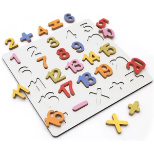 Wooden Toys Doğal Ahşap Eğitici Oyuncak Renkli Kabartmalı Sayılar HMH-123
