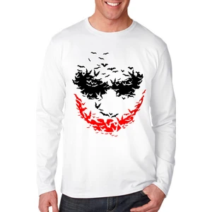 Yarasa Gülüşü Bisiklet Yaka Beyaz Uzun Kollu Penye Erkek T-Shirt
