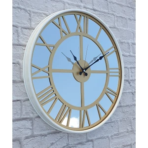 Beyaz Renk Metal Kasalı Aynalı   Duvar Saati