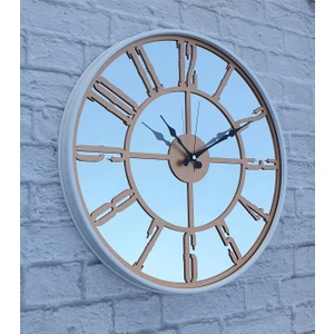 Beyaz Renk Metal Kasalı Aynalı   Duvar Saati