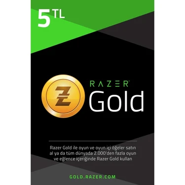Razer Gold 5 TL Oyun Pinleri Dijital Oyunlar için Anlık Yükleme