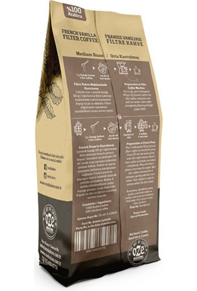 Oze Vanilya Aromalı Filtre Kahve 250G