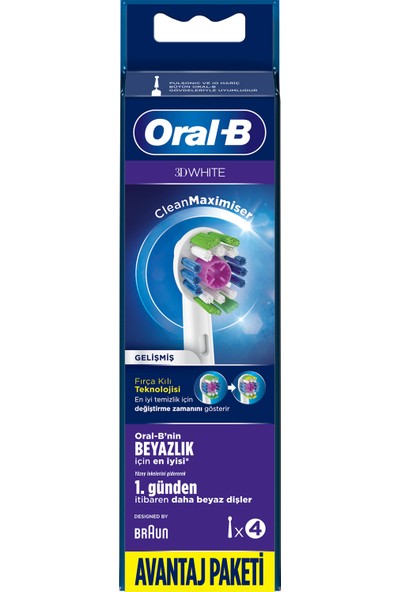 Oral-B Şarjlı Diş Fırçası Yedek Başlığı 3 Boyutlu 4'lü