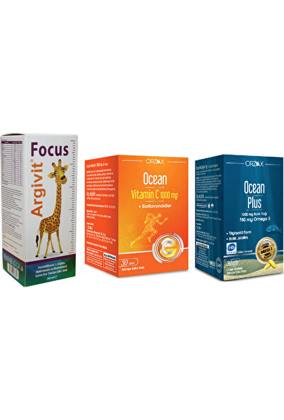 Boy Uzamasına Yardımcı Argivit Focus Şurup 150 Ml+ C Vitamini 30 T.+ Omega 3 30 Kapsül
