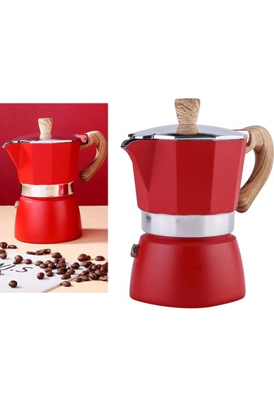 Klasik Stovetop Espresso Maker Espresso Kupası Moka Pot Kırmızı 150ML