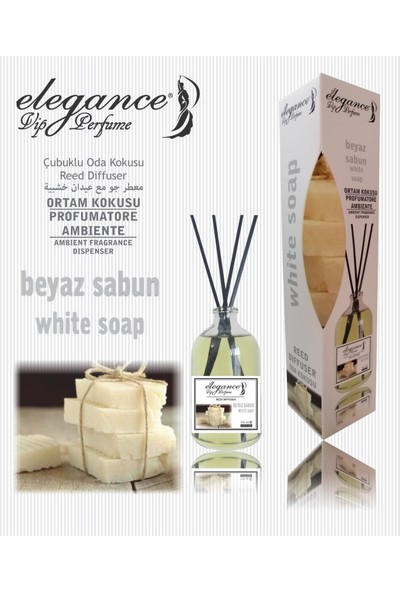 Elegance Beyaz Sabun Reed Diffuser Bambu Çubuklu Oda Kokusu (110 Ml) Banyo ve Wc Için Mükemmel Seçim