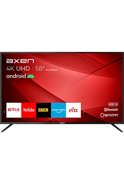 Axen AX58LEDM203 58" 147 Ekran Uydu Alıcılı 4K Ultra HD Android Smart TV