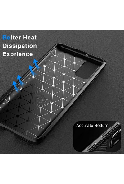 I-Veys Samsung Galaxy A52 / A52S Kılıf Rugan Armor Karbon Tasarım Darbeye Dayanıklı Focus Negro Silikon Kapak Siyah