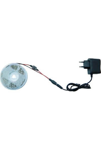 Smyrna Adaptörlü ve Açma-Kapama Anahtarlı Şerit LED Seti 12V 3 Metre Beyaz