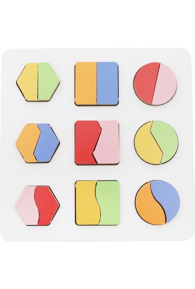 Hamaha Ahşap Eğitici Oyuncak Montessori Geometrik 2 Çizgi Şekiller Oyun Seti HMH-277