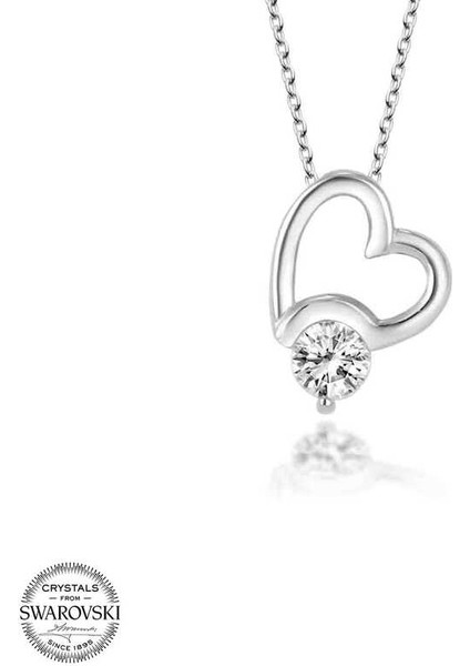 Swarovski Taşlı Gümüş Kalp Kadın Kolye