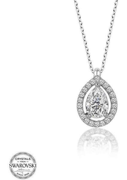 Swarovski Taşlı Gümüş Tektaş Kadın Kolye
