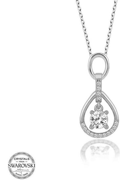 Swarovski Taşlı Gümüş Tektaş Kadın Kolye