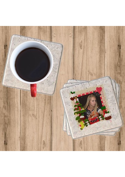 Yılbaşı Fotoğraf Çerçeveli Bardak Altlığı