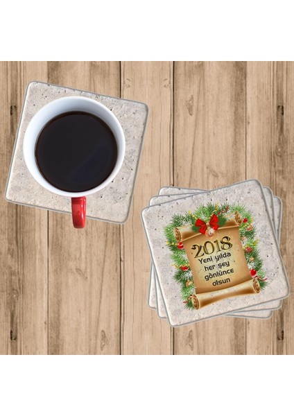 Mutlu Yıllar Bardak Altlığı