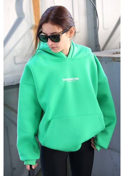 Mad Girls Yeşil Baskılı Oversize Sweatshirt MG1287 fiyatları