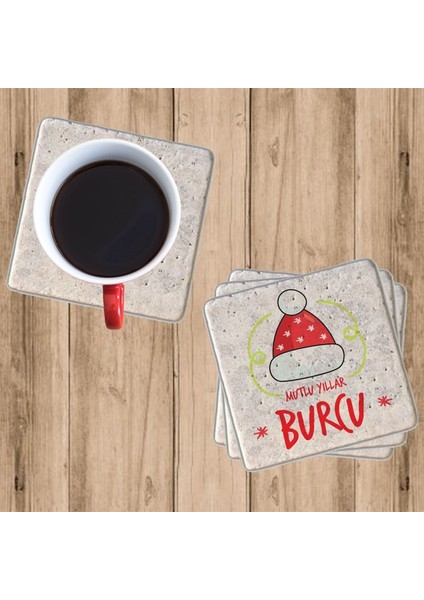 Noel Şapka Bardak Altlığı