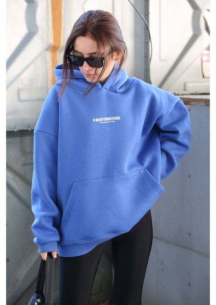 Mad Girls Saks Baskılı Oversize Sweatshirt MG1287 fiyatları