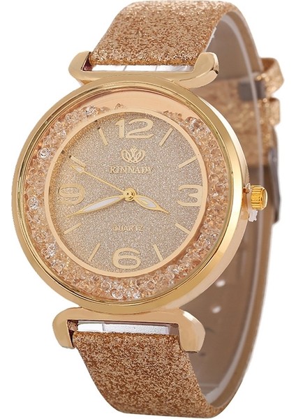 Fulaida Kadınlar Rhinestone Altın Tozu Pu Deri Kayış Kuvars Izle (Altın) (Yurt Dışından)