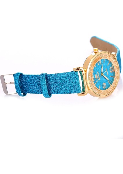Fulaida Kadınlar Rhinestone Altın Tozu Pu Deri Kayış Kuvars Izle (Altın) (Yurt Dışından)