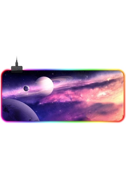 Kauçuk Oyun Su Geçirmez Rgb Aydınlık Mouse Pad (Derin Gezegen) (Yurt Dışından)