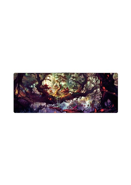 El-Boyalı Fantezi Desen Mouse Pad, Boyutu: 300 x 800 x 3mm Dikiş (2 Siluetleri) (Yurt Dışından)