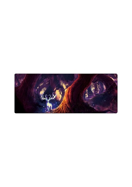 El Boyaması Fantezi Desen Mouse Pad, Boyutu: 400 x 900 x 4mm Dikiş (5 Volkanik Ağaç) (Yurt Dışından)