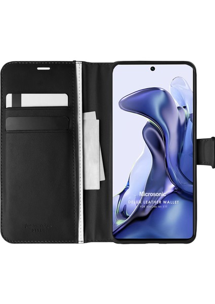 Xiaomi Mi 11T Kılıf Delux Leather Wallet Siyah