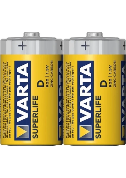 Varta Superlife R20 Büyük Boy D Pil 2'li