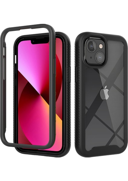 Apple iPhone 13 Mini Için Hibrit Şeffaf Bumper Shockproof Tam Koruma Kılıf Kapaklı Siyah (Yurt Dışından)