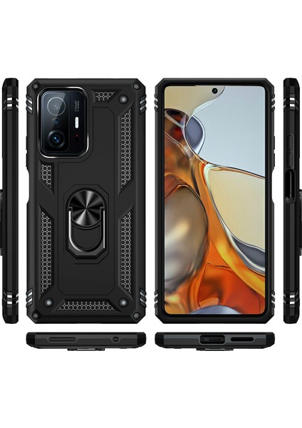 Xiaomi Mi 11T / Mi 11T Pro Için Çift Katmanlı Ağır Askeri Sınıf Darbeye Halkalı Standlı Kılıf Siyah (Yurt Dışından) fiyatları
