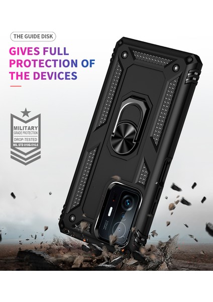 Xiaomi Mi 11T / Mi 11T Pro Için Çift Katmanlı Ağır Askeri Sınıf Darbeye Halkalı Standlı Kılıf Siyah (Yurt Dışından) indirimleri