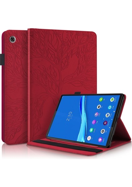 Lenovo Tab M10 Plus Için Stand ve Kalem Yuvalı Deri Kılıf --- Kırmızı (Yurt Dışından)