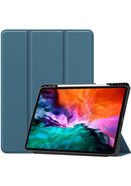 Ipad Pro 12.9 Inç Için Deri Kapaklı Kalem Yuvalı Tablet Kılıfı (Yurt Dışından)