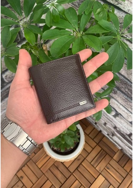 Kahverengi Çok Bölmeli Mini Deri Erkek Cüzdanı