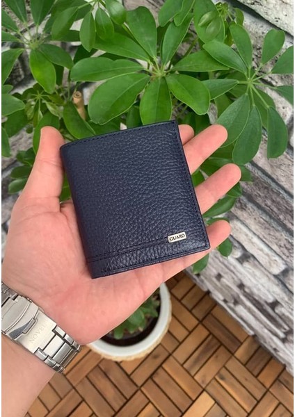 Lacivert Çok Bölmeli Mini Deri Erkek Cüzdanı