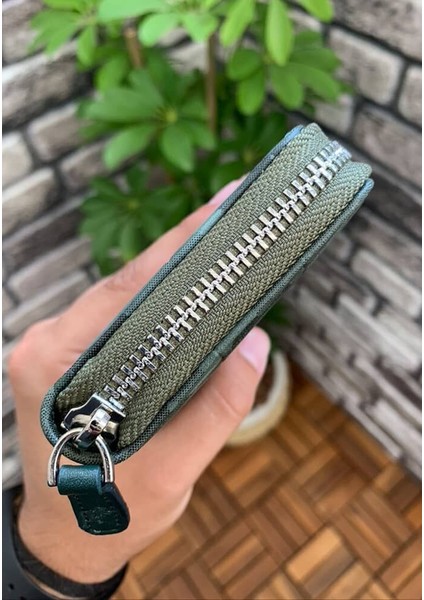 Siyah/yeşil Kamuflaj Baskılı Deri Fermuarlı Cüzdan modelleri