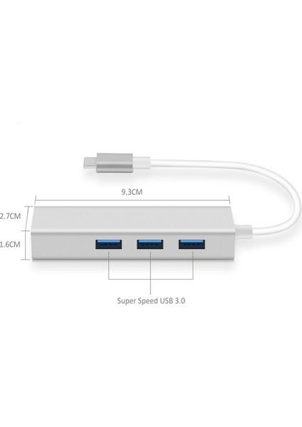 Type C USB 3.1 – 3port USB 3.0+ RJ45 Gigabit Ethernet Çoklayıcı Hub CDG-CNV85