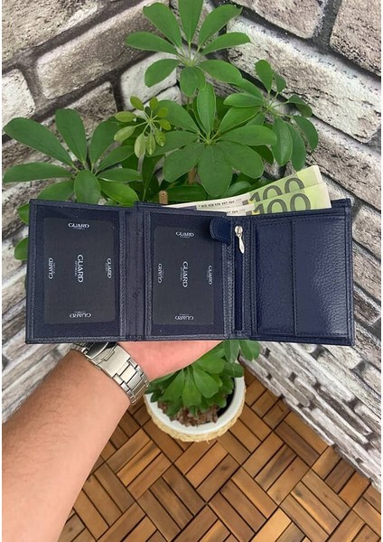 Çok Bölmeli Dikey Lacivert Deri Erkek Cüzdanı modelleri
