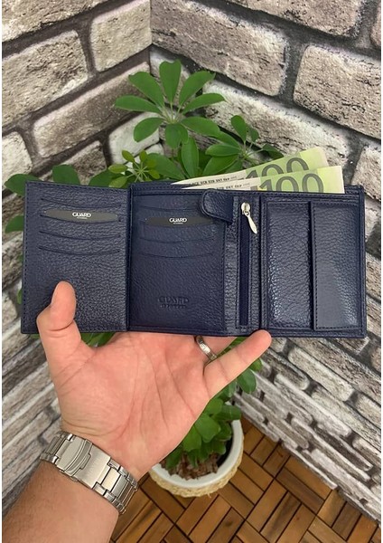 Çok Bölmeli Dikey Lacivert Deri Erkek Cüzdanı fırsatları
