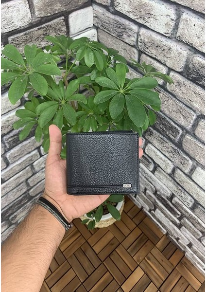 Bozuk Paralıklı Siyah Deri Yatay Erkek Cüzdan