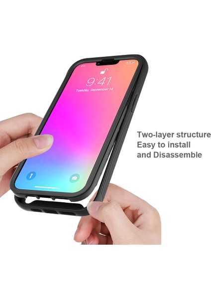 Apple iPhone 13 Pro Max Için Hibrit Şeffaf Bumper Shockproof Tam Koruma Kılıf Kapaklı Kırmızı