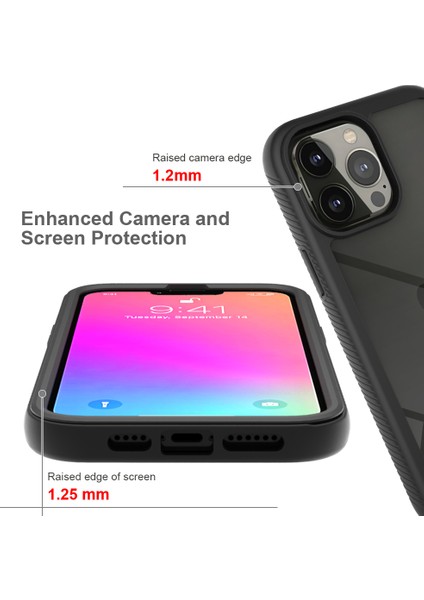 Apple iPhone 13 Pro Max Için Hibrit Şeffaf Bumper Shockproof Tam Koruma Kılıf Kapaklı Siyah indirimleri