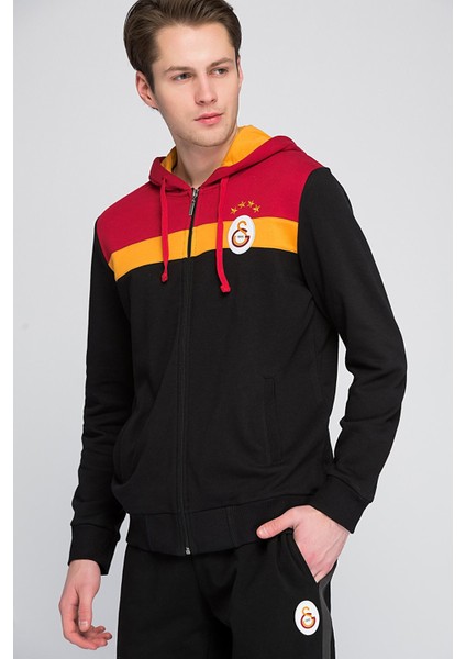 Orijinal Sweat Kapüşonlu Fermuarlı Siyah Sweat