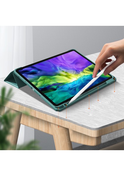 Mutural Ipad Pro 12.9 Inç Için Deri Kapaklı Kalem Yuvalı Tablet Kılıfı (Yurt Dışından)