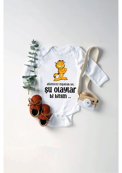 Bebek Düzelicez Inşallah Be, Şu Olaylar Bi Bitsin Baskılı Body Zıbın