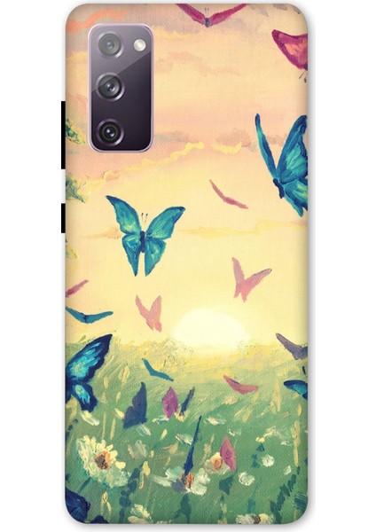Samsung Galaxy S20 Fe Kılıf Baskılı Kelebekler Desenli Zipax A++ Silikon - 8544