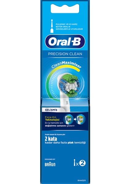 Şarjlı Diş Fırçası Yedek Başlığı Precision Clean 2'li